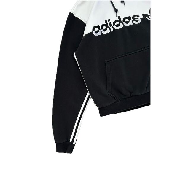 Adidas Color Block Black White Split Hoodie Hooded Sweatshirt Size Medium - Picture 7 of 7